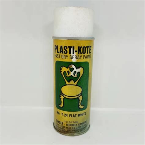 Vintage Plasti Kote Picture Can No T 24 Flat White Spray Paint Can