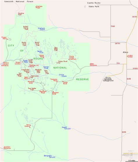 Map Of City Of Rocks National Reserve Idaho