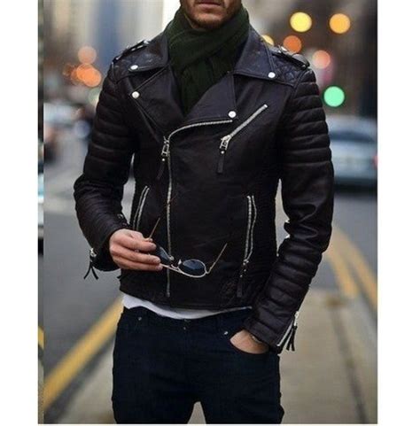 mens biker leather jacket men fashion black motorcycle rebelsmarket