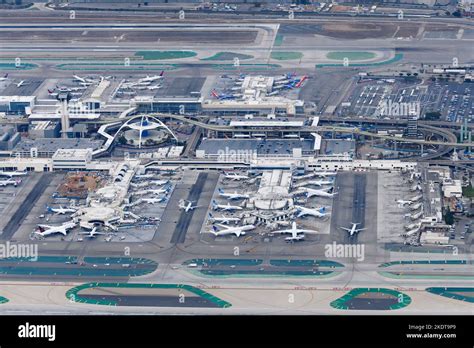 Los Angeles International Airport Aerial View Showing Multiple