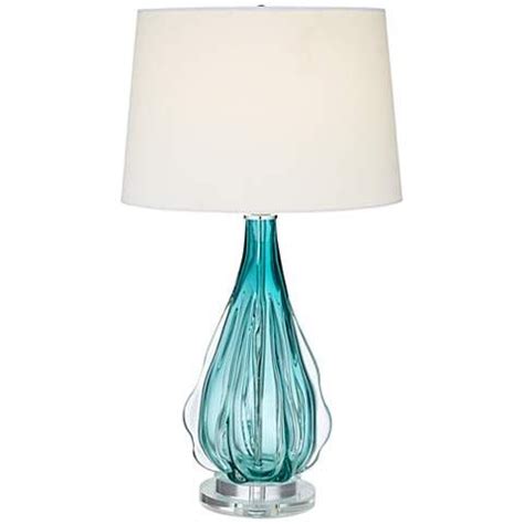 Vienna full spectrum accent table lamp 17 high chrome crystal stacked pedestal drum shade for bedroom. Claudette Turquoise Glass Table Lamp - #4G322 | Lamps Plus ...