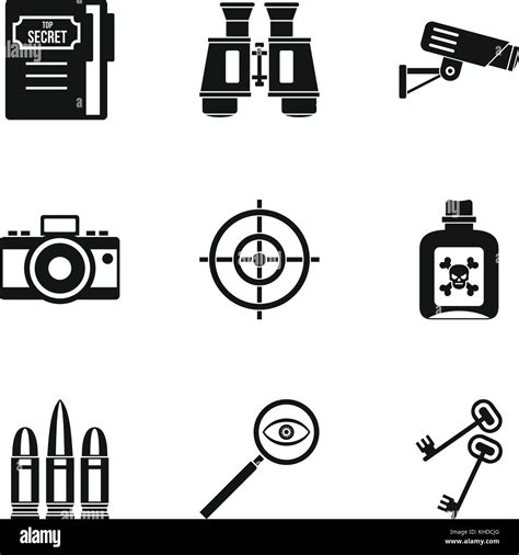 Spy Icons Set Simple Style Stock Vector Image And Art Alamy