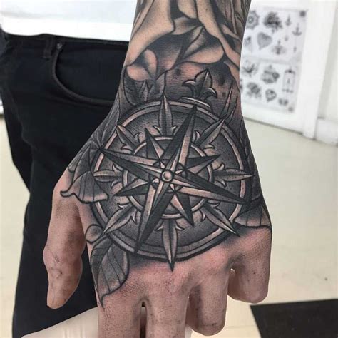 Traditional Compass Hand Tattoos