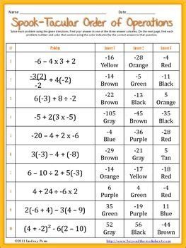 Free worksheets for order of operations. Pin on Cool math ideas:)