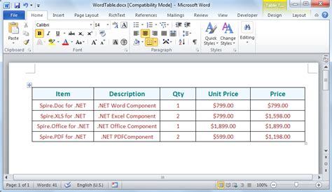 No trial · powerful integrations · no coding needed Create Word Table in C#, VB.NET
