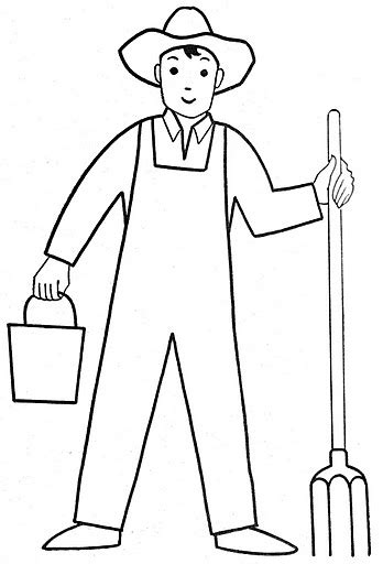 Dibujos De Granjeros : Premium Vector Cartoon Farmer Holding A Pitchfork