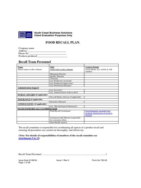 Food Recall Plan Food Safety Advertising