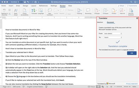 How To Translate Documents And Text In Word On Mac