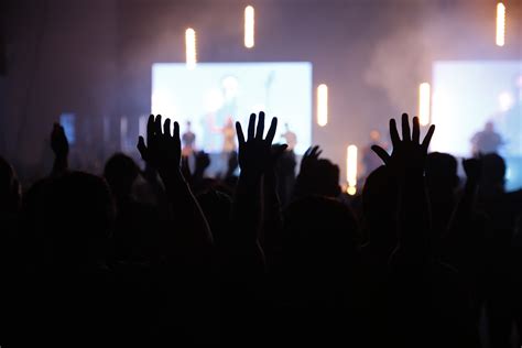 Night Silhouette Crowd Flare Stage Light Lighting Back Audience