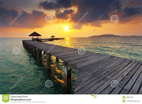 Wood Bridge At Rayong Beach Stock Image Image Of Devastate Leak