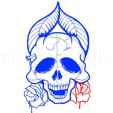 How To Draw Skulls And Roses Skulls And Roses Step By Step Drawing