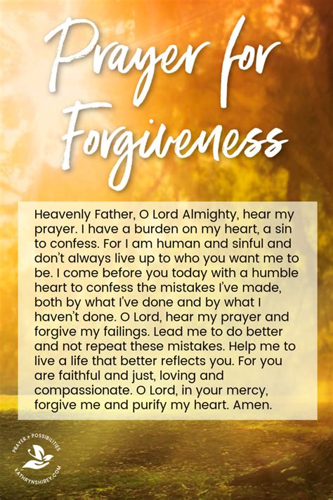 Daily Prayer For Forgiveness Prayer And Possibilities