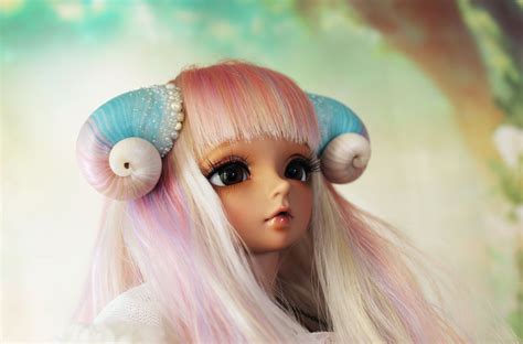 Wallpaper Long Hair Horns Toy Pink Skin Doll Sheep Iris Barbie Girl Eye Lip Bjd