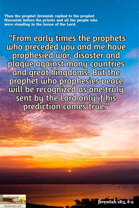 Jeremiah 285 8 9 “from Early Times The Prophets Who Preceded You