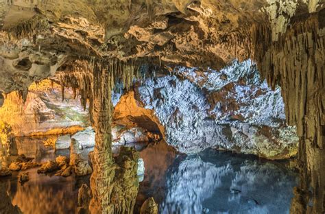 Beautiful Stalactites And Stalagnites Of Neptunes Grotto Cave Near