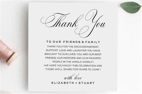 Printable Thank You Letter Template Wedding Table Thank You 362875