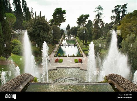 The Level Gardens And Fish Ponds At Villa Deste Gardens Tivoli Lazio