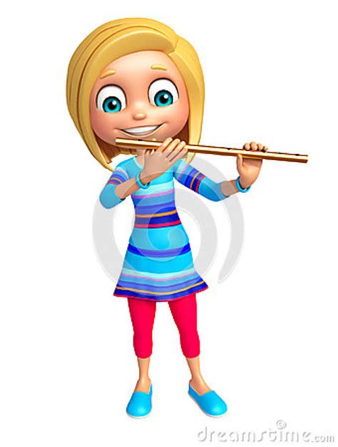 Kid Girl With Flute Stock Illustration Illustration Of Flute 77522882