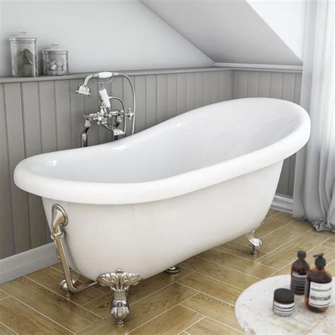 Astoria Roll Top Slipper Bath Chrome Leg Set 1550mm Victorian