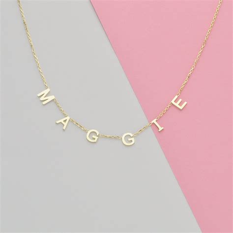 14k Solid Gold Initial Necklace Letter Necklace Gold Name Necklace Personalized T