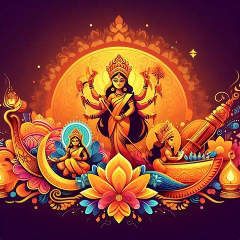 Premium Photo Happy DURGA Puja Festival Greeting Design Background