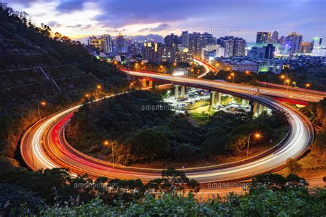 Traffice Light Trail In Freewaythe Eye Of Xindian In Taiwan