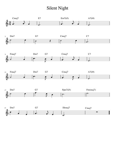 Silent Night Sheet Music For Saxophone Tenor Solo