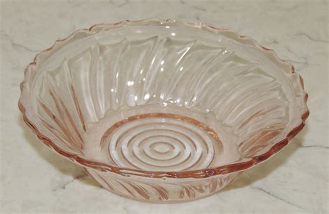 Vtg Pink Depression Glass Berry Bowl Etsy