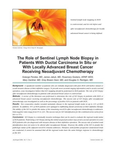 The Role Of Sentinel Lymph Node Biopsy In Moffitt Cancer Center