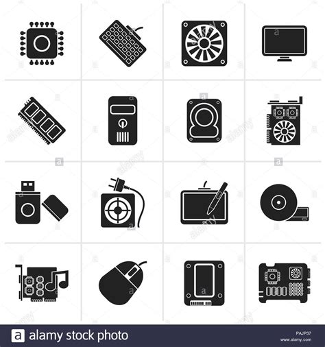 Black Computer Part Icons Vector Icon Set Stock Vector Image And Art