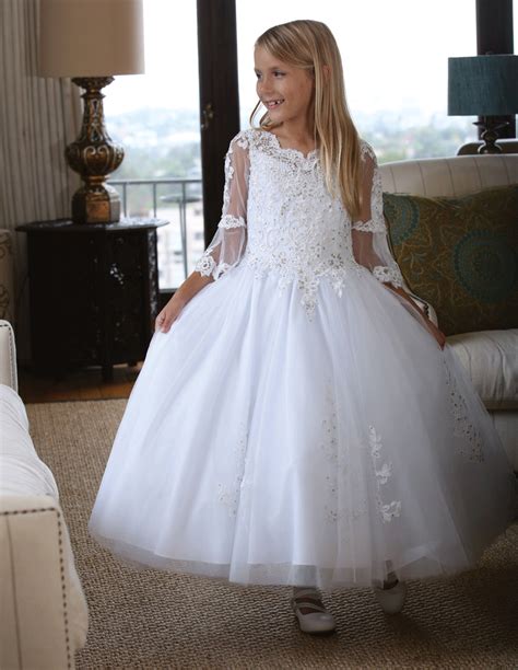 Bell Sleeve First Communion Dress With Beaded Appliqué Buy First