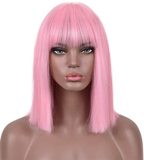 Pink Bubble Gum Light Pastel Trendy Looking Wig With Curtain Etsy
