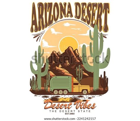 Arizona Desert Road Trip Vintage Graphic Stock Vector Royalty Free