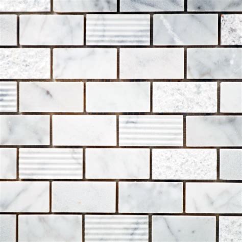 Staggered Brick Mixed Surface Carrara White Bella Casa Tile Collection