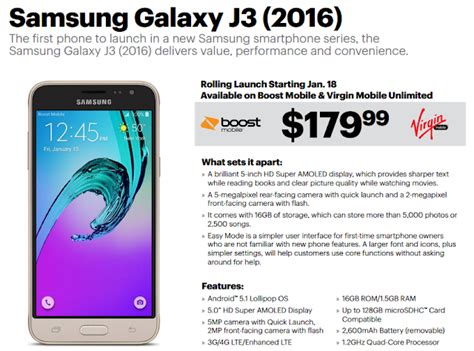 Boost And Virgin Mobile Getting 17999 Samsung Galaxy J3 And 9999 Lg