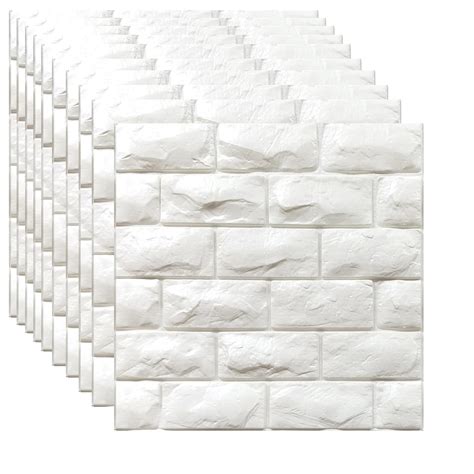 Buy 3d Wall Panels Peel And Stick 3d Brick Wallpaper Self Adhesive 20pcs White Faux Stone Wall