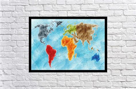 Quadro Decorativo Mapa Múndi Artístico Com Moldura RC Elo