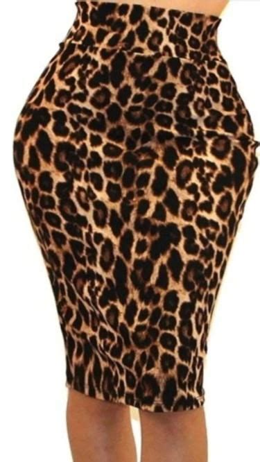 High Waisted Leopard Print Pencil Skirt Pencil Skirt Leopard Print