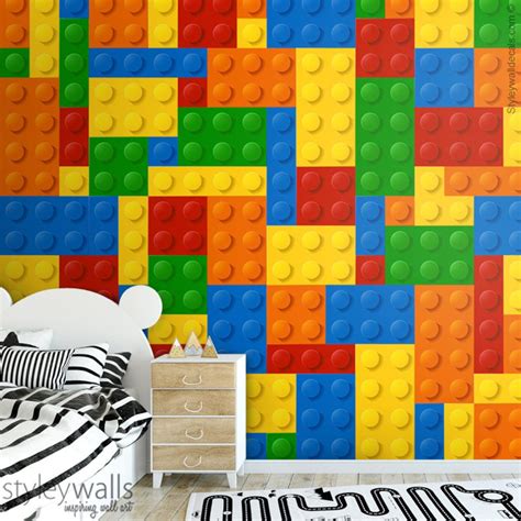 Lego Mural Lego Blocks Wall Art Lego Wallpaper Mural Etsy
