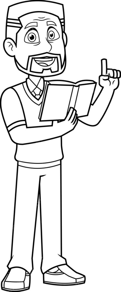 Gambar Menguraikan Karakter Kartun Guru Laki Laki Yang Dibaca Dari Buku