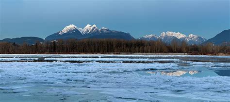 Frozen Fraser River And The Golden Ears Photograph By Michael Russell