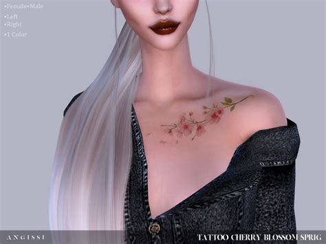 Angissis Tattoo Cherry Blossom Sprig Sims 4 Tattoos Sims 4 Sims
