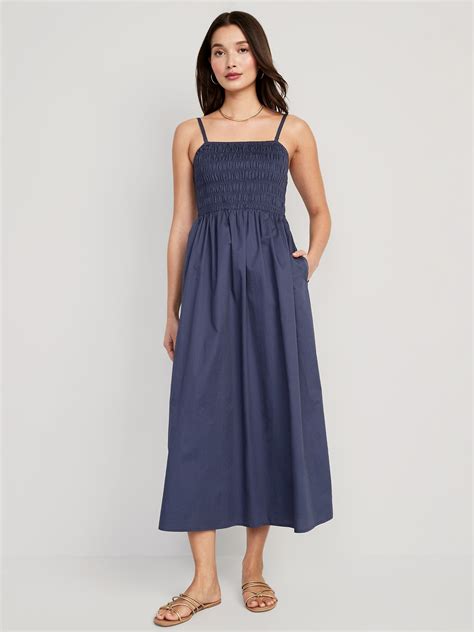 Fit And Flare Sleeveless Smocked Maxi Cami Dress For Women Old Navy