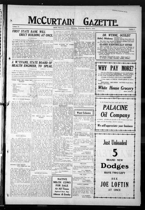 McCurtain Gazette. (Idabel, Okla.), Vol. 14, No. 3, Ed. 1 Wednesday