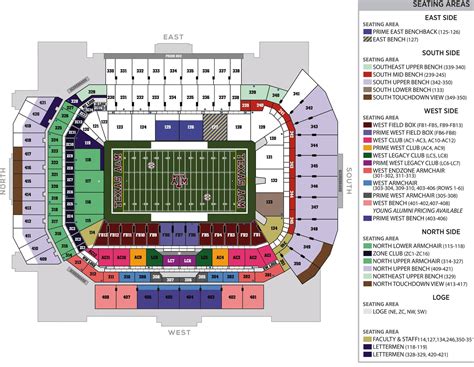 Kyle Field Stadium Seating Chart With Rows And Seat Numbers Tickets