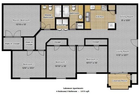 4 bed flat roof 2 storey plan:356rm. 4 bedroom apartment floor plans - Google অনুসন্ধান ...
