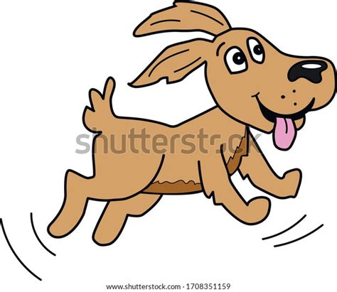 Cute Happy Dog Running Vector Brown Stock Vector Royalty Free