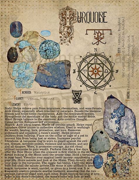 Book Of Shadows Printable Pages Of Crystals And Minerals Etsy Book