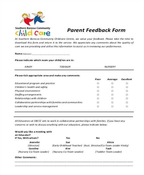 Free 8 Sample Parent Feedback Forms In Pdf Ms Word