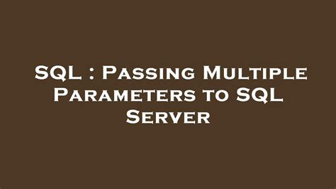 Passing Multiple Values to SQL Parameters in C